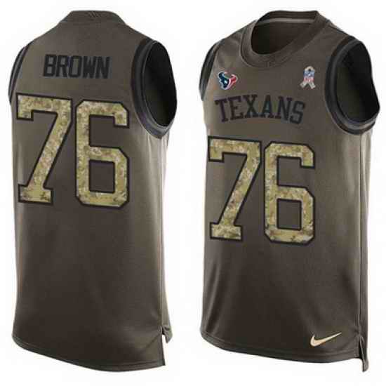 Nike Texans #76 Duane Brown Green Mens Stitched NFL Limited Salute To Service Tank Top Jersey